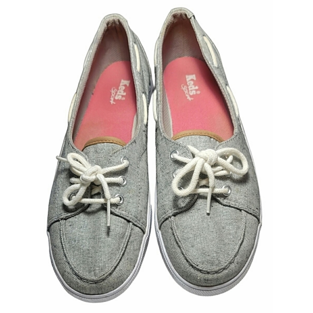 Keds Sport Silver Metallic Thread Boat Shoe Size 9